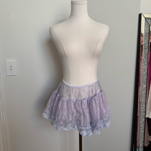 Vintage periwinkle blue Lavender Lace Mini Skirt tutu Fairycore pastel OS - Picture 2 of 7